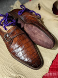 Ascot Monk Strap - Cognac Crocodile - Ascot Shoes