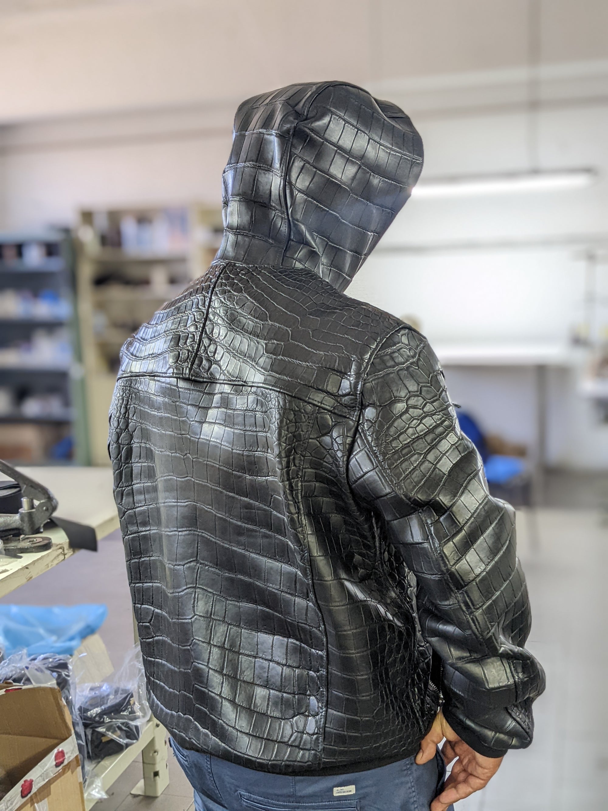 Ascot Hoodie Jacket - Black Crocodile - Ascot Shoes