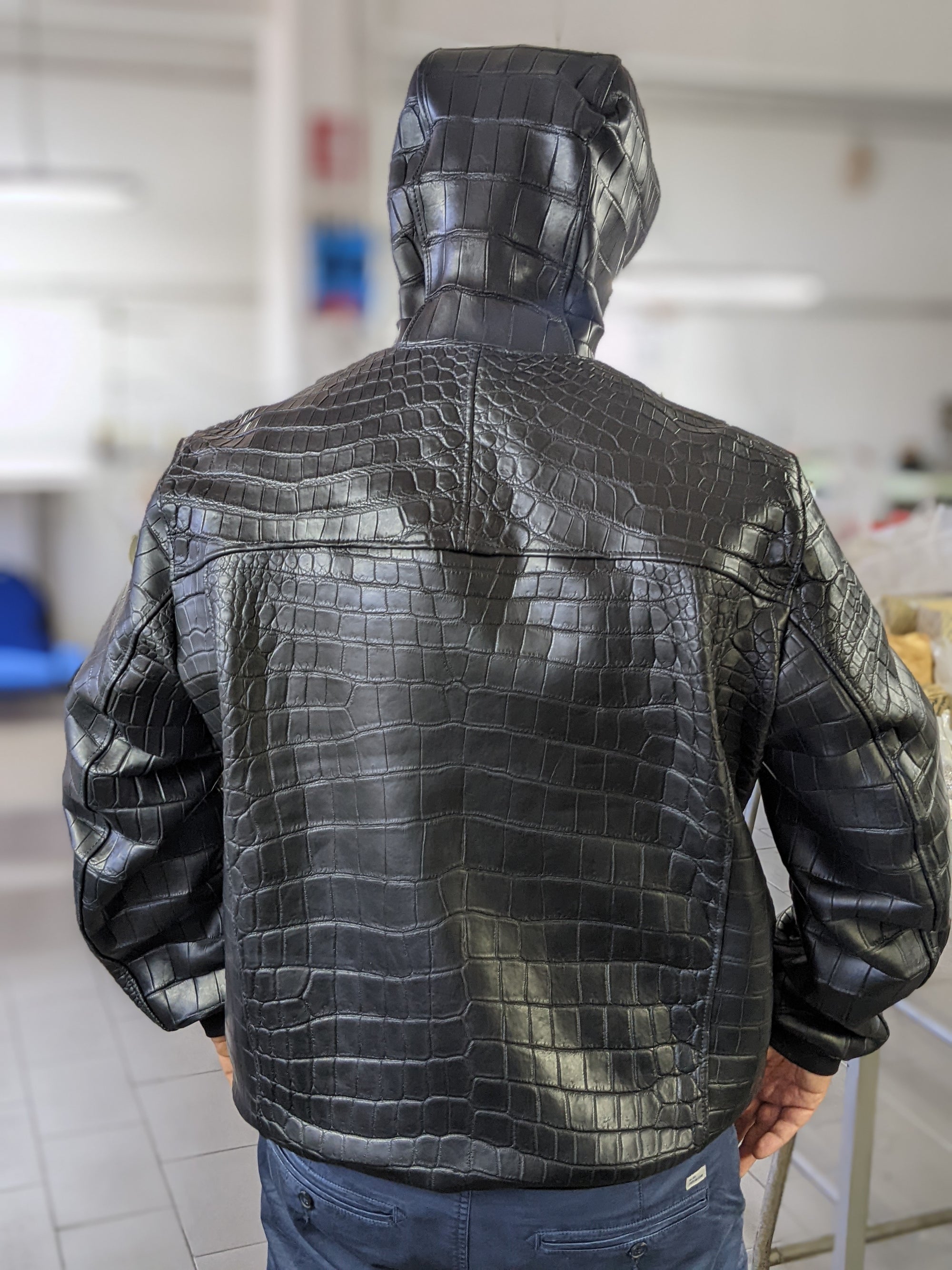 Ascot Hoodie Jacket - Black Crocodile - Ascot Shoes