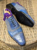 Ascot Como - Blue Crocodile & Denim Canvas - Ascot Shoes