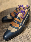 Ascot Shanghai Single Monk II. - Blue & Tan combination - Ascot Shoes