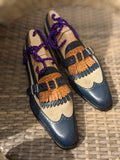 Ascot Shanghai Single Monk II. - Blue & Tan combination - Ascot Shoes