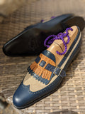 Ascot Shanghai Single Monk II. - Blue & Tan combination - Ascot Shoes