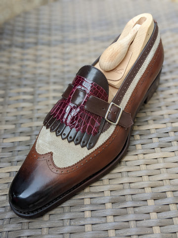 Ascot Shanghai Single Monk II. - Burgundy & Brown combination