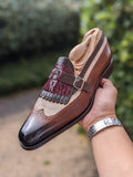 Ascot Shanghai Single Monk II. - Burgundy & Brown combination - Ascot Shoes