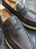 Ascot Sunseeker - Black Crocodile & Suede - Ascot Shoes