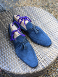 Ascot Siena - Navy Suede & Crocodile - Ascot Shoes