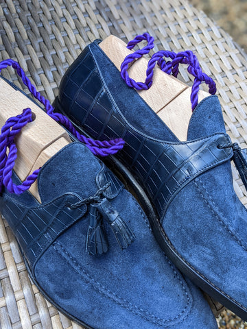 Ascot Siena - Navy Suede & Crocodile