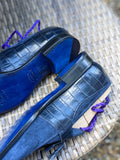 Ascot Siena - Navy Suede & Crocodile - Ascot Shoes