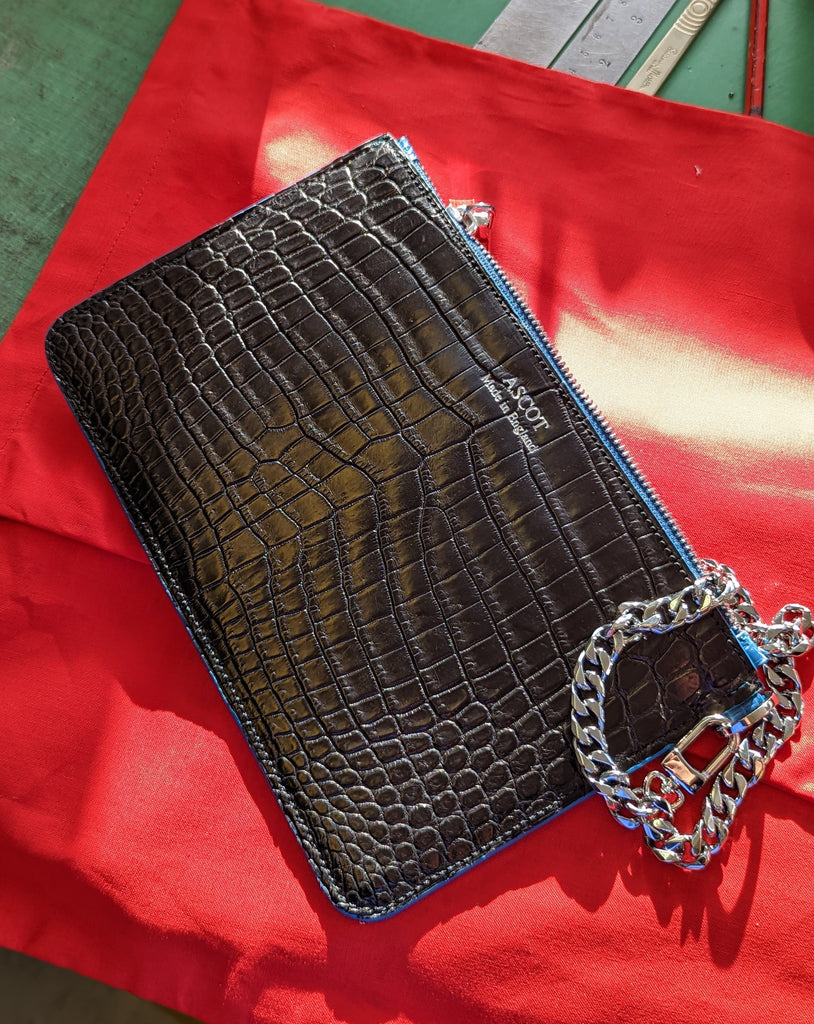 Everyday Phone Pouch - Black Crocodile - Ascot Shoes