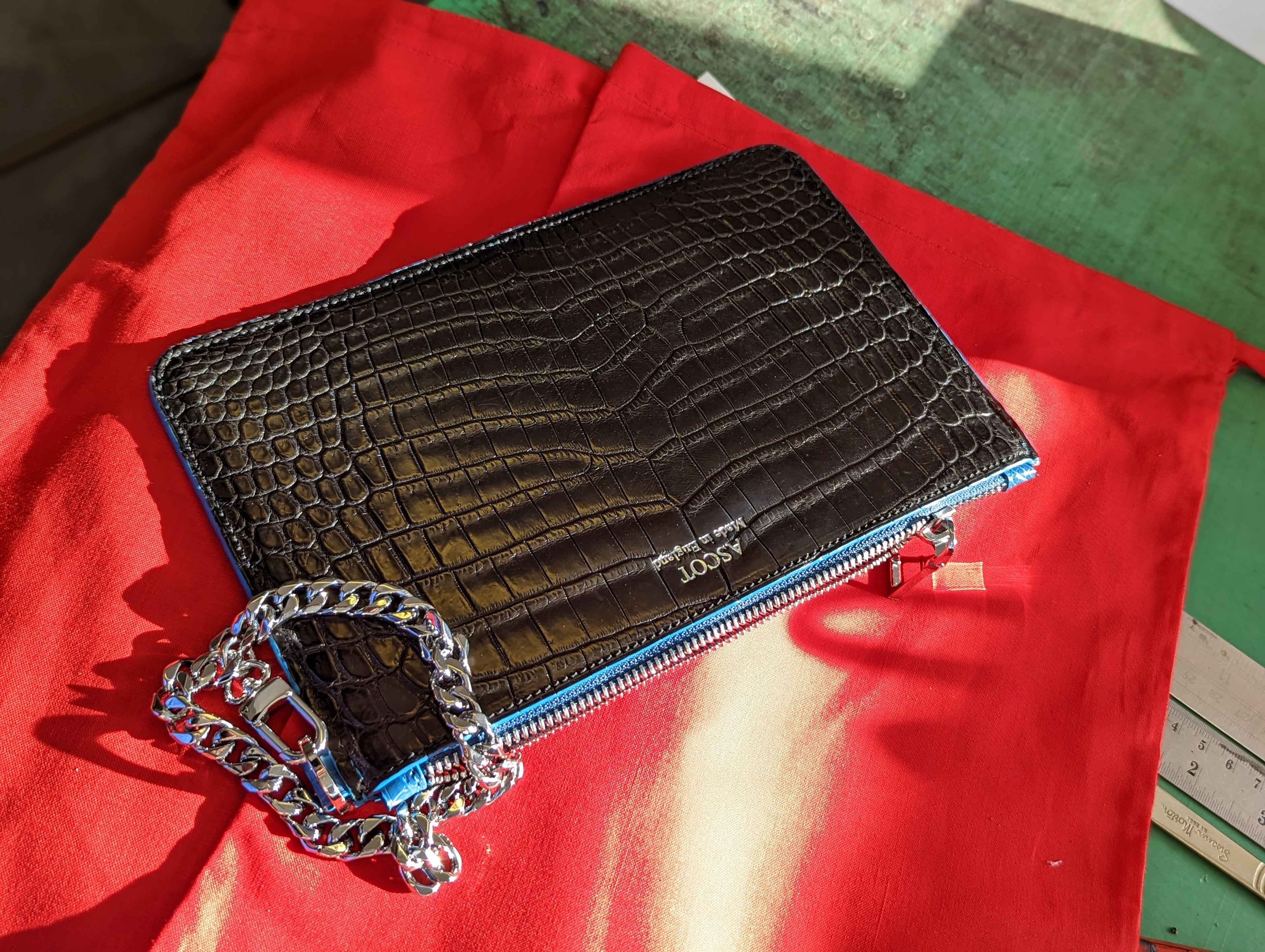 Everyday Phone Pouch - Black Crocodile - Large - Ascot Shoes