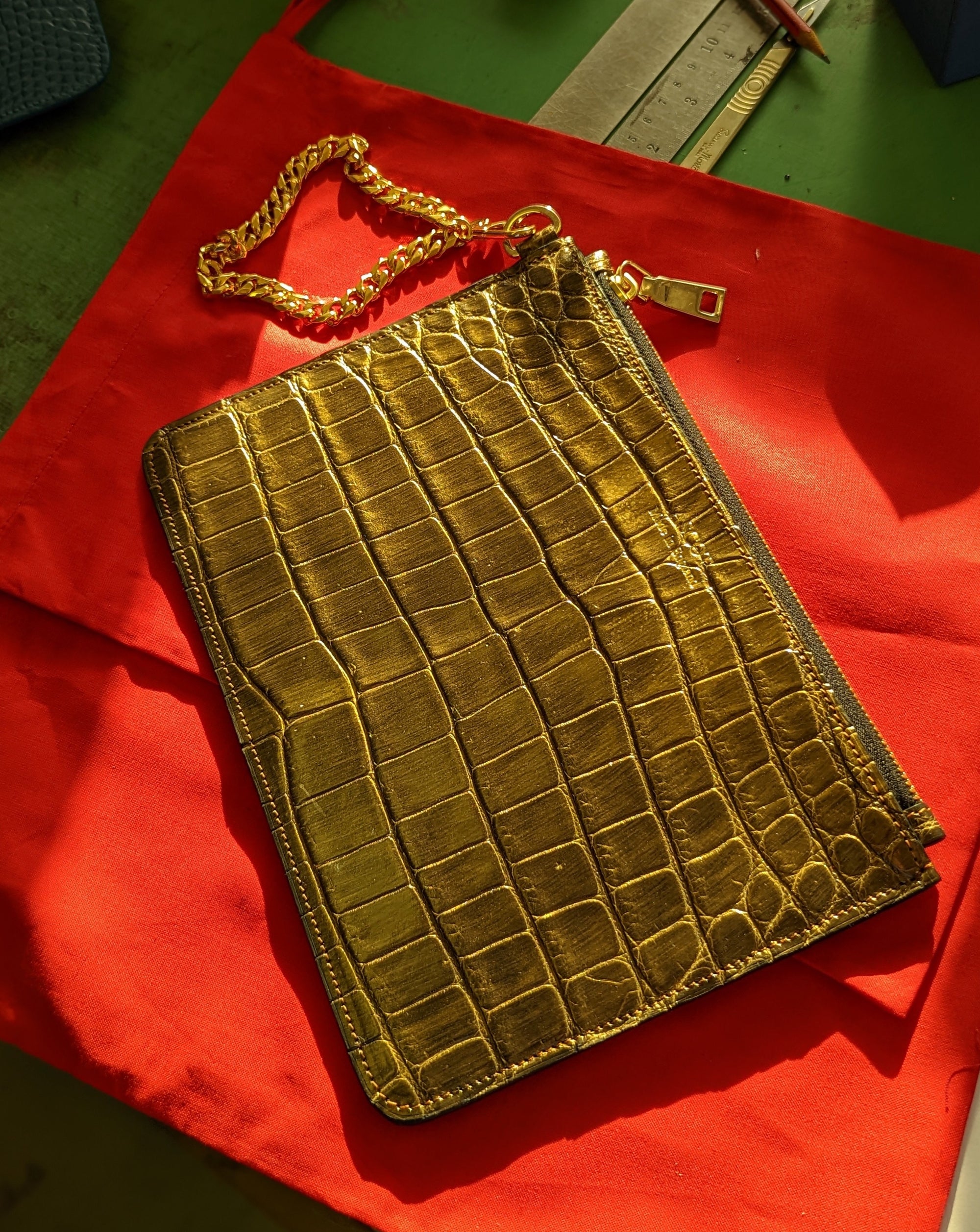 Everyday Phone Pouch - Gold Crocodile - Ascot Shoes