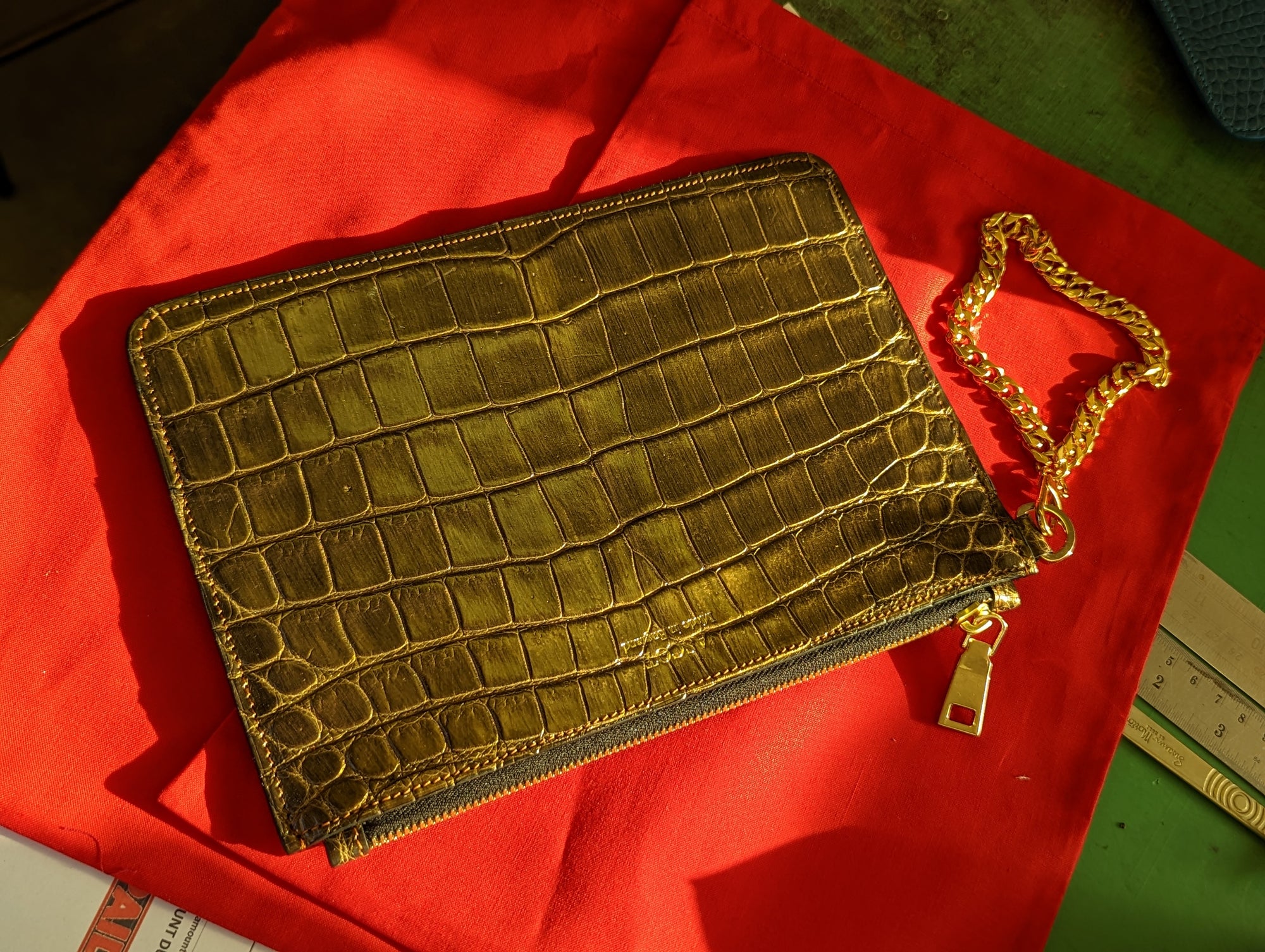 Everyday Phone Pouch - Gold Crocodile - Ascot Shoes