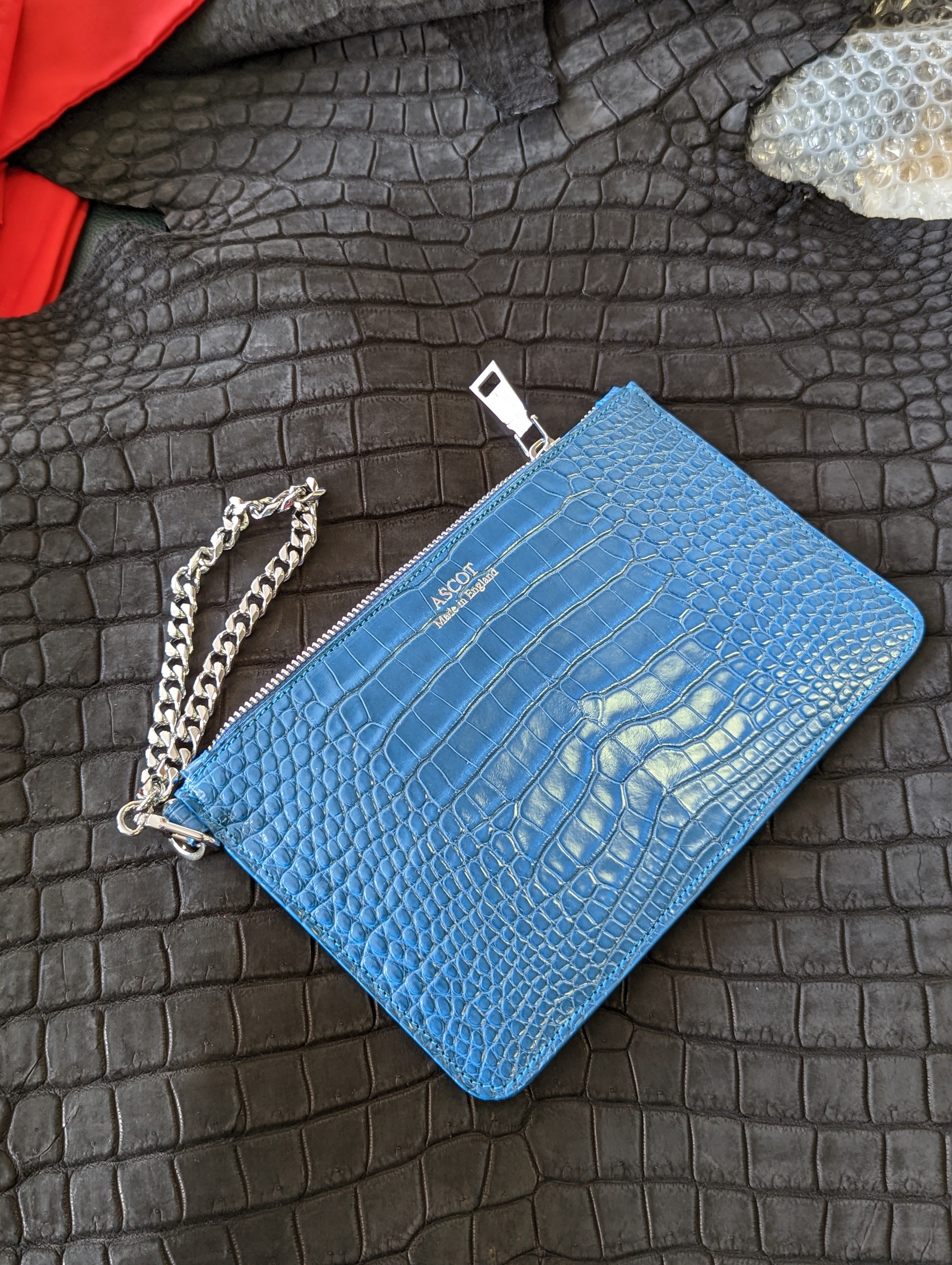 Everyday Phone Pouch - Blue Crocodile - Ascot Shoes