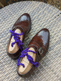 Ascot Single Monk - Chocolate Brown Crocodile - Ascot Shoes