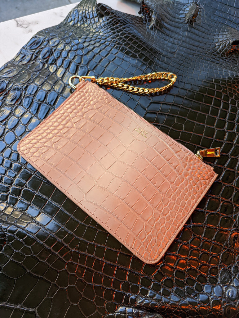 Everyday Phone Pouch - Blush Pink Crocodile - Ascot Shoes