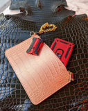 Everyday Phone Pouch - Blush Pink Crocodile - Large - Ascot Shoes