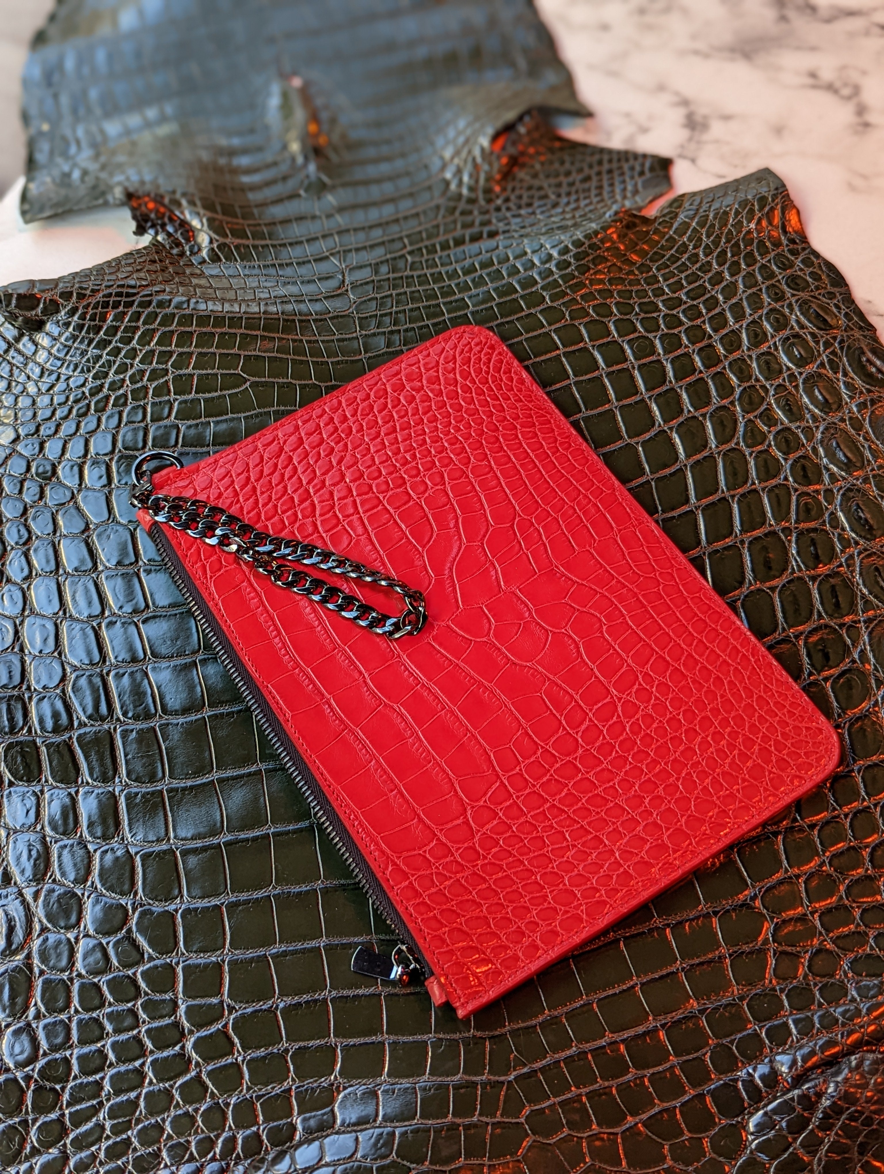 Everyday Phone Pouch - Red Crocodile - Large - Ascot Shoes