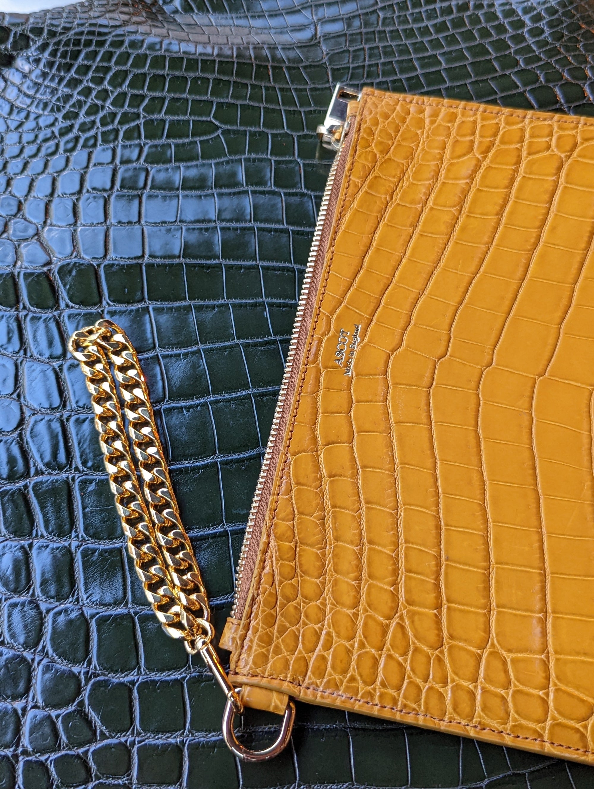 Everyday Phone Pouch - Yellow Crocodile - Ascot Shoes