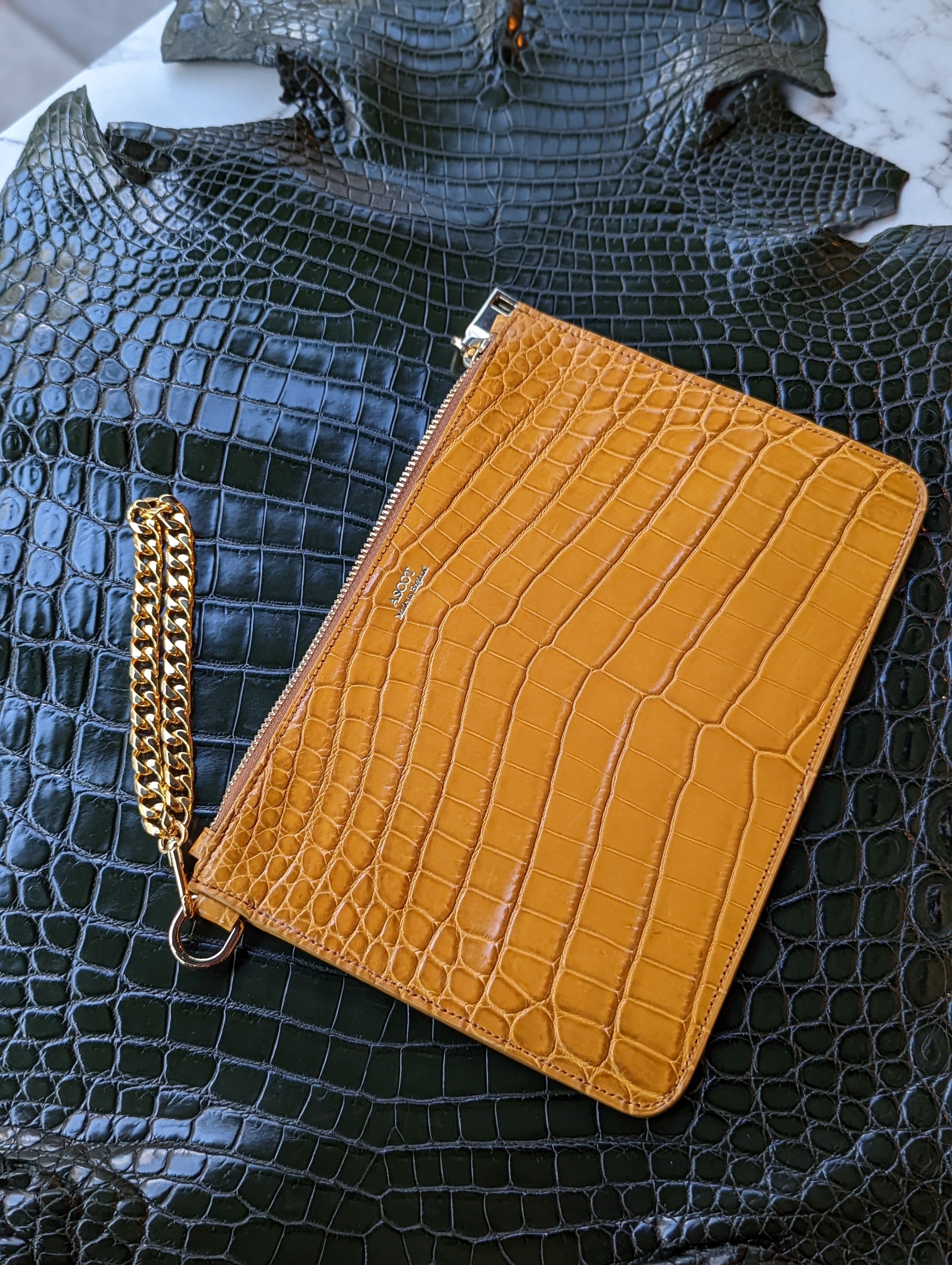 Everyday Phone Pouch - Yellow Crocodile - Large - Ascot Shoes