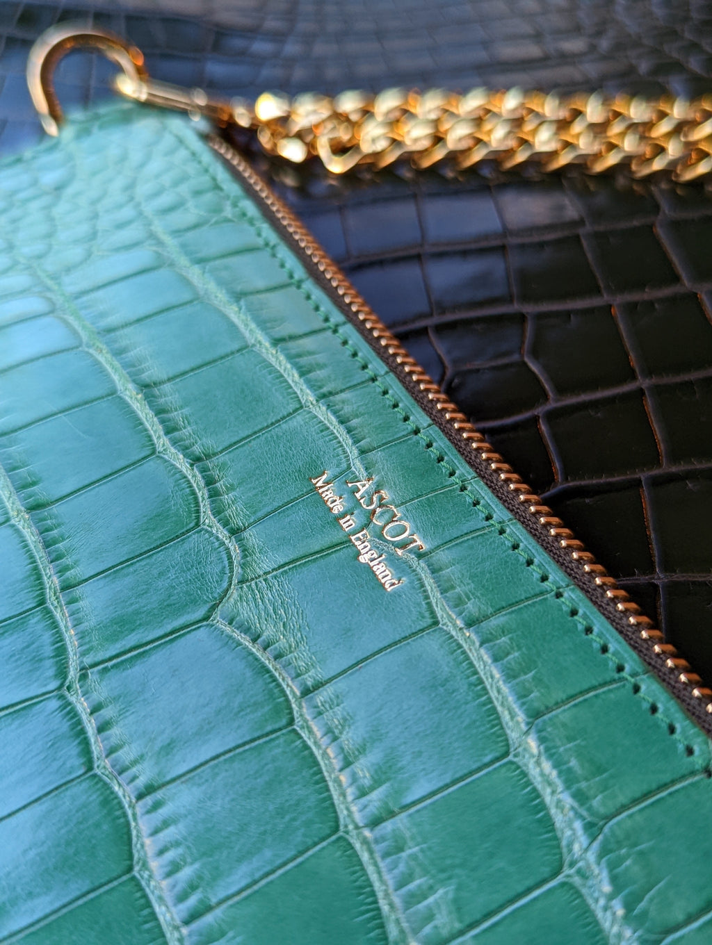 Everyday Phone Pouch - Green Crocodile - Ascot Shoes