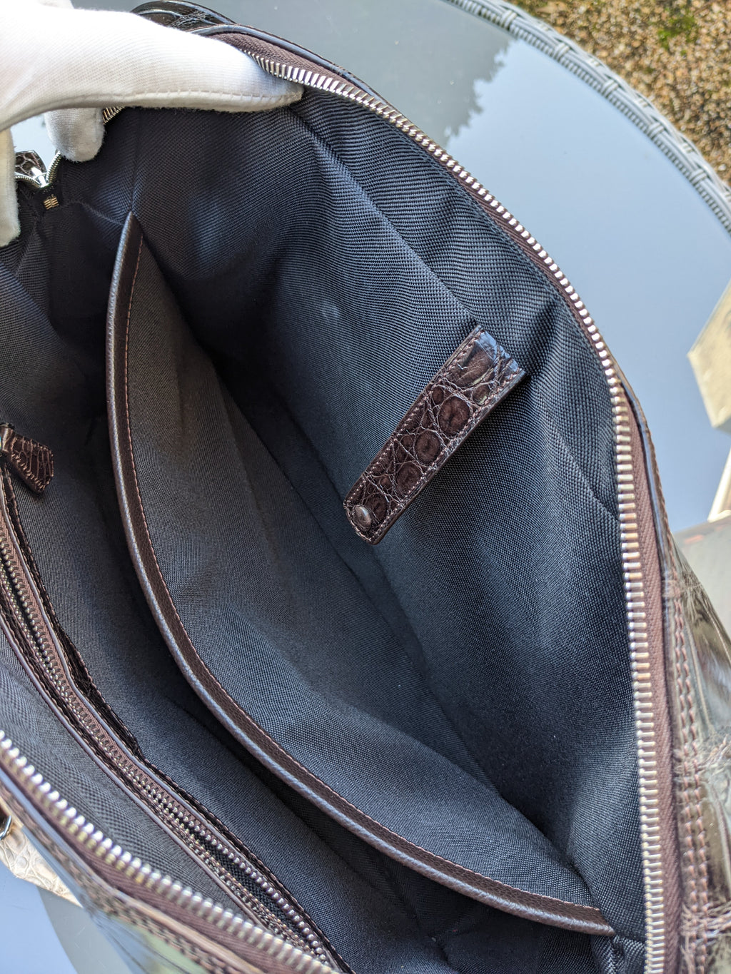 Bespoke Briefcase - Dark Chocolate Millennium Finish Crocodile - Ascot Shoes