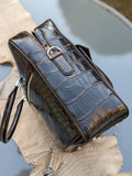 Bespoke Briefcase - Dark Chocolate Millennium Finish Crocodile - Ascot Shoes