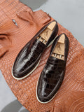 Ascot Ezee - Dark Chocolate Brown Crocodile - Ascot Shoes
