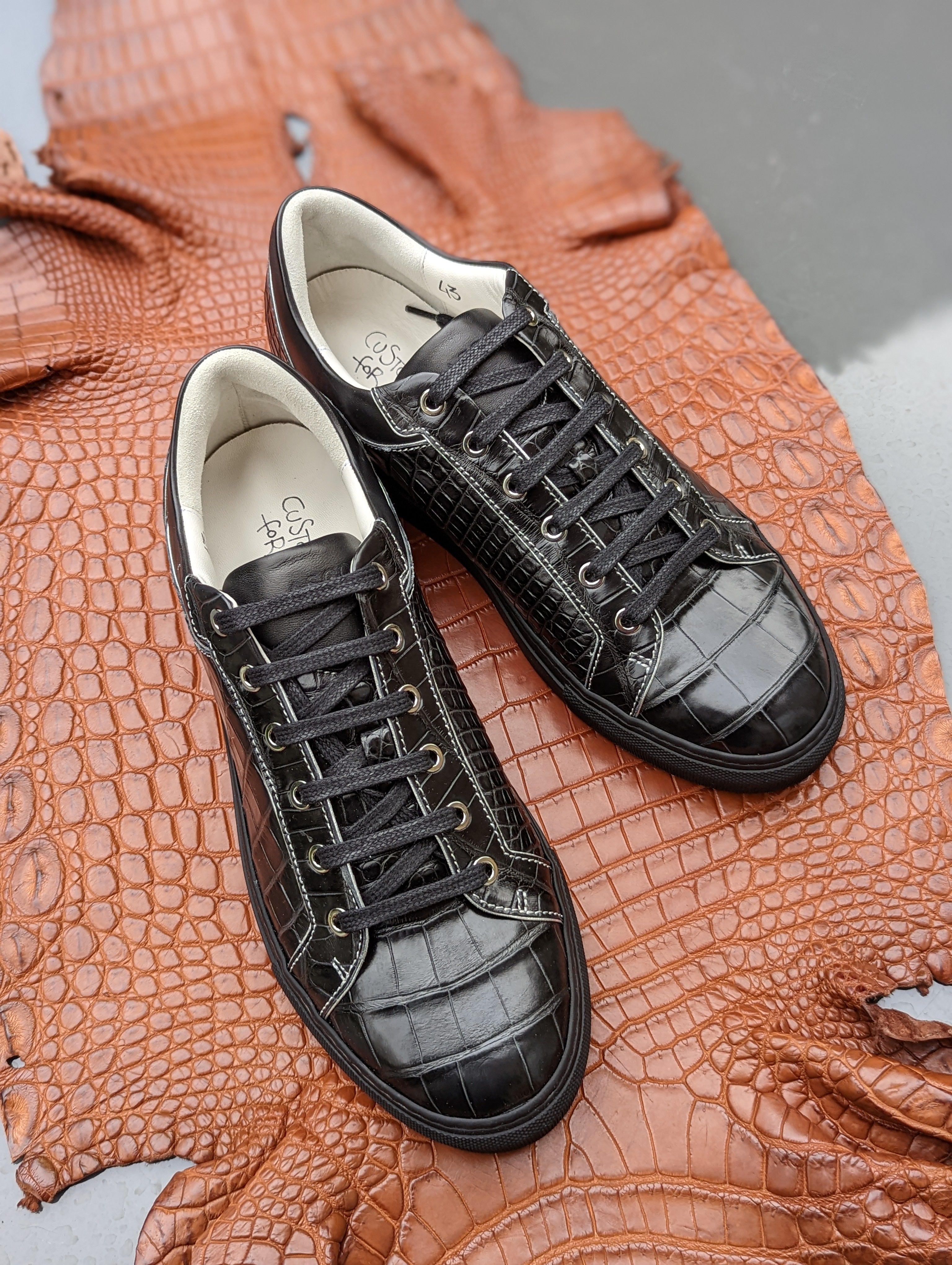 Ascot Sneakers - Black Crocodile - Ascot Shoes