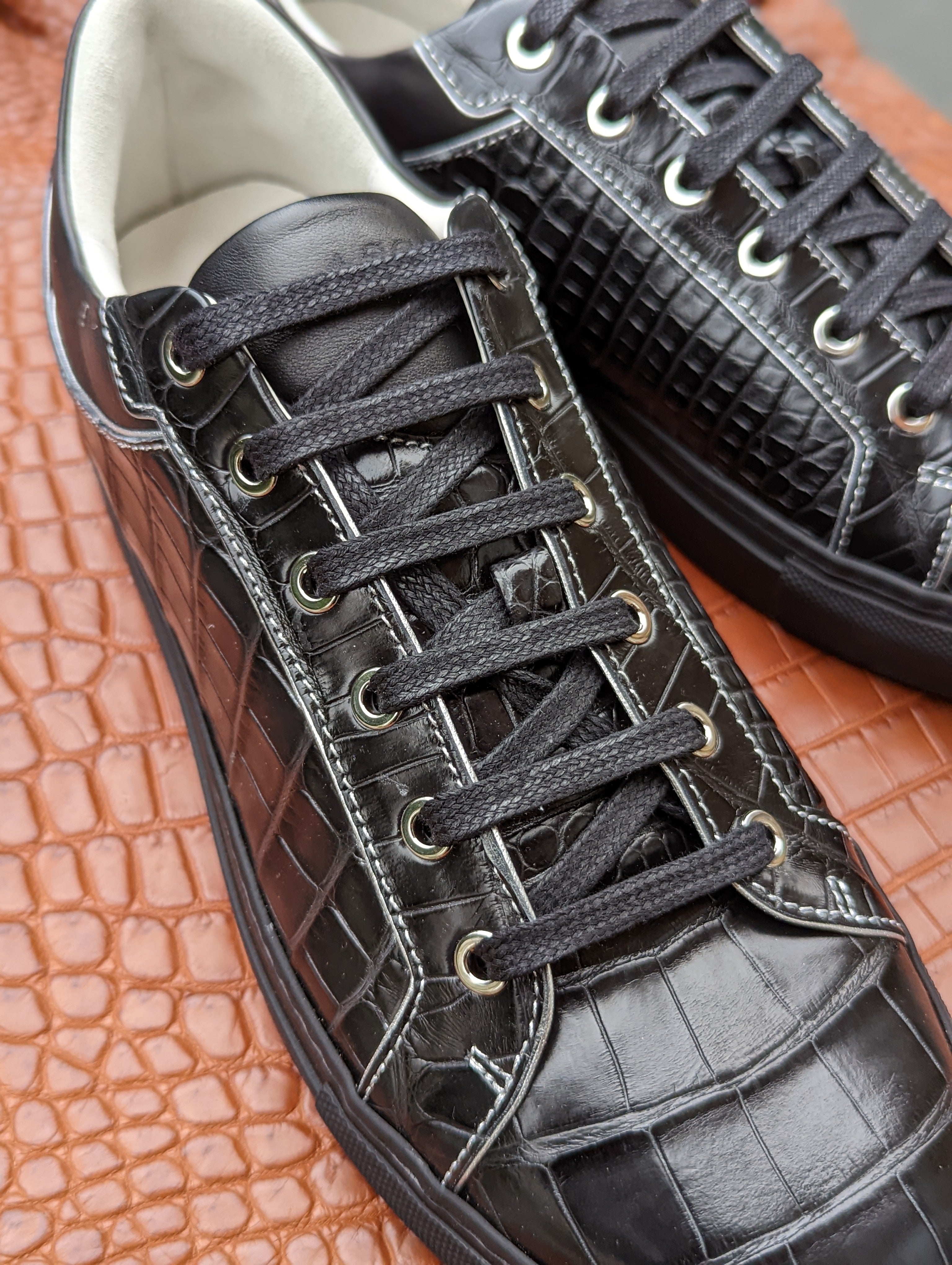 Ascot Sneakers - Black Crocodile - Ascot Shoes