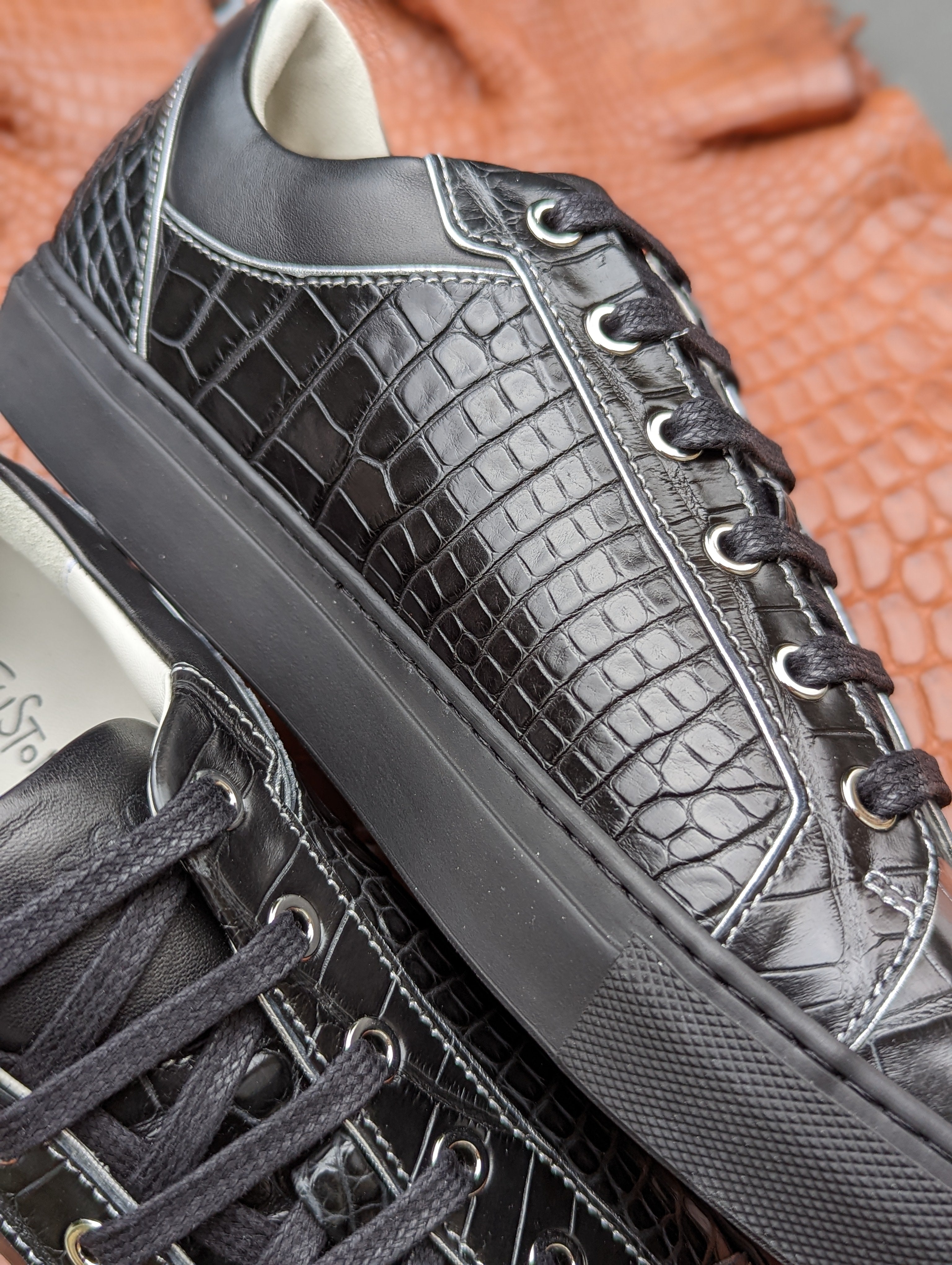Ascot Sneakers - Black Crocodile - Ascot Shoes