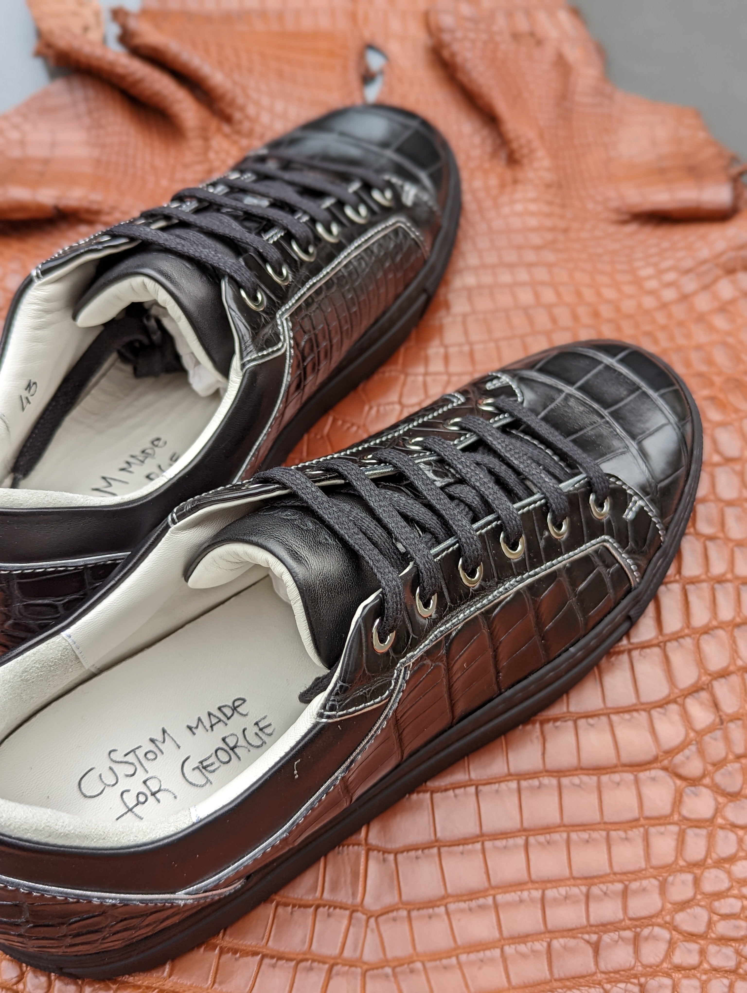 Ascot Sneakers - Black Crocodile - Ascot Shoes