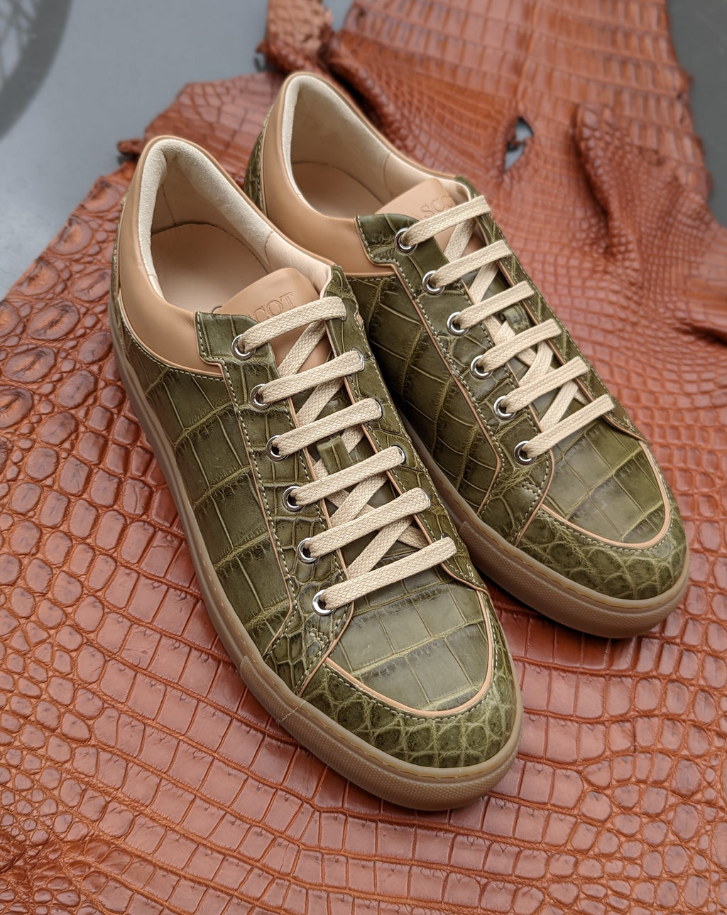 Ascot Sneakers - Green Crocodile - Ascot Shoes