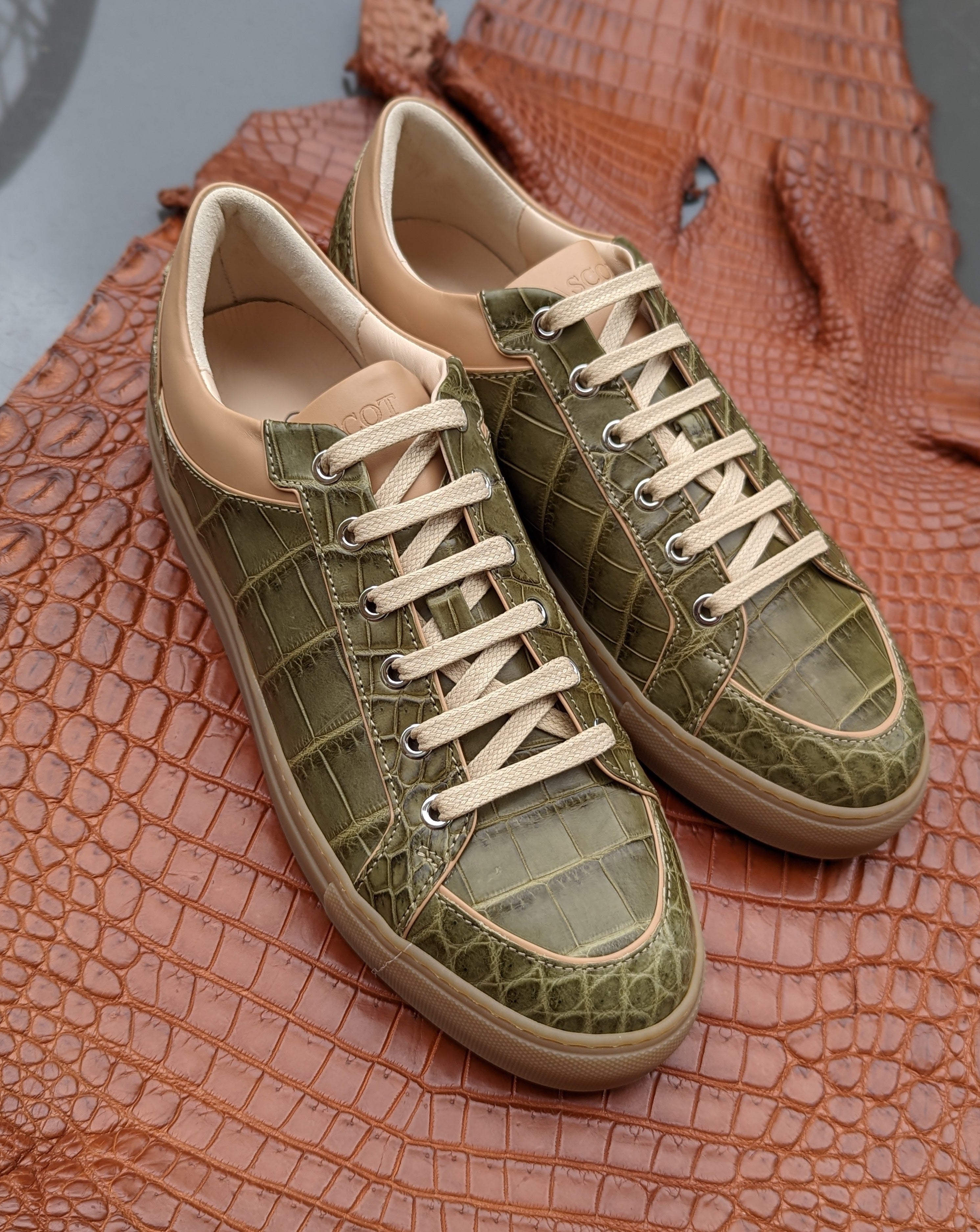 Ascot Sneakers - Green Crocodile - Ascot Shoes