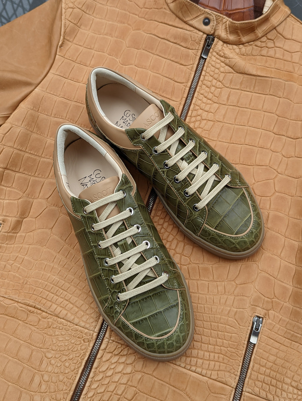 Ascot Sneakers - Green Crocodile - Ascot Shoes