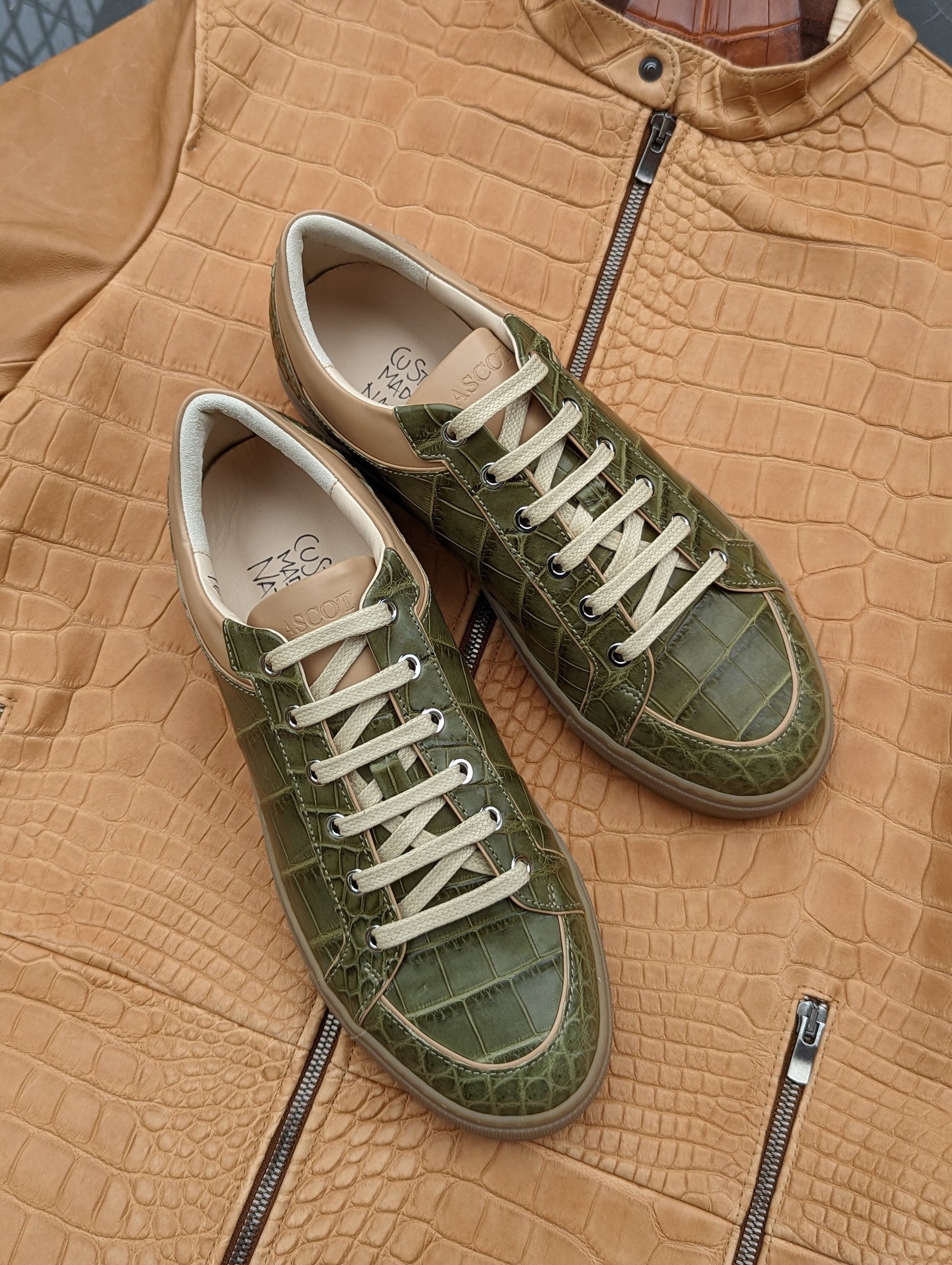 Ascot Sneakers - Green Crocodile - Ascot Shoes
