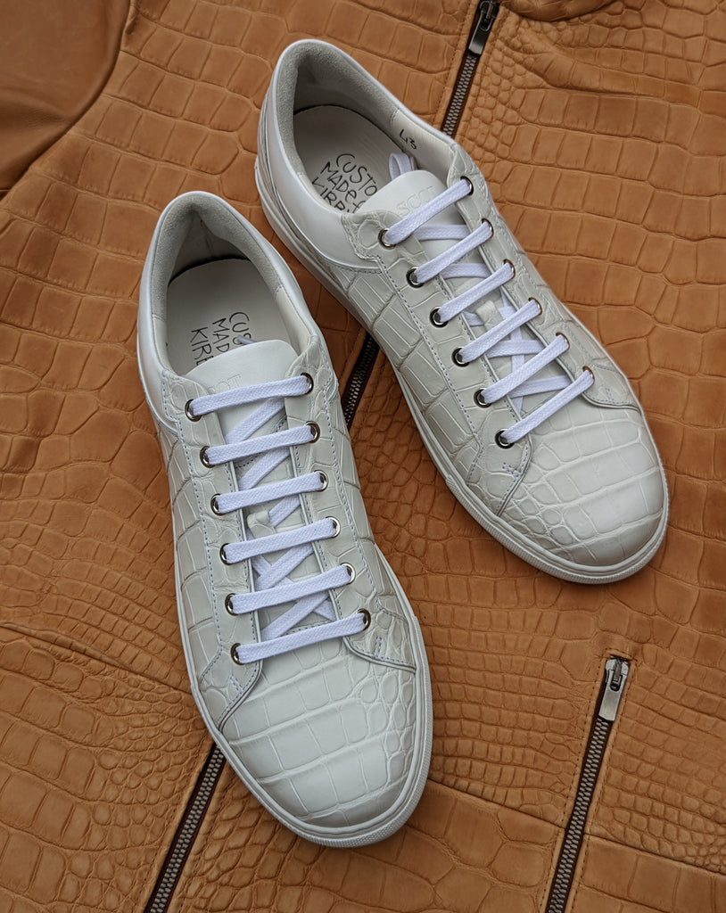 Ascot Sneakers - White Crocodile - Ascot Shoes