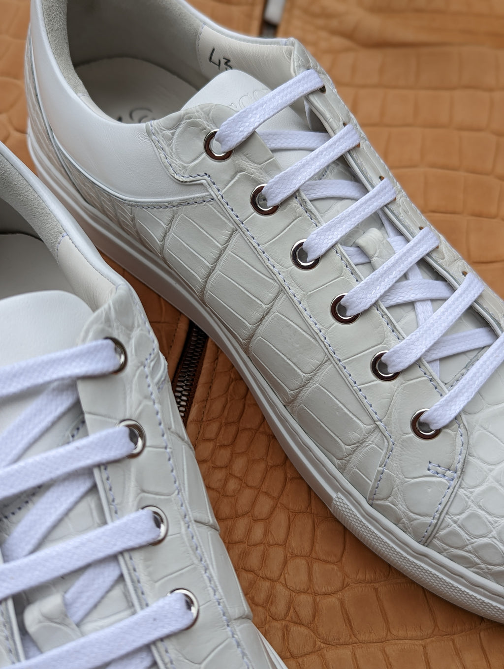 Ascot Sneakers - White Crocodile - Ascot Shoes