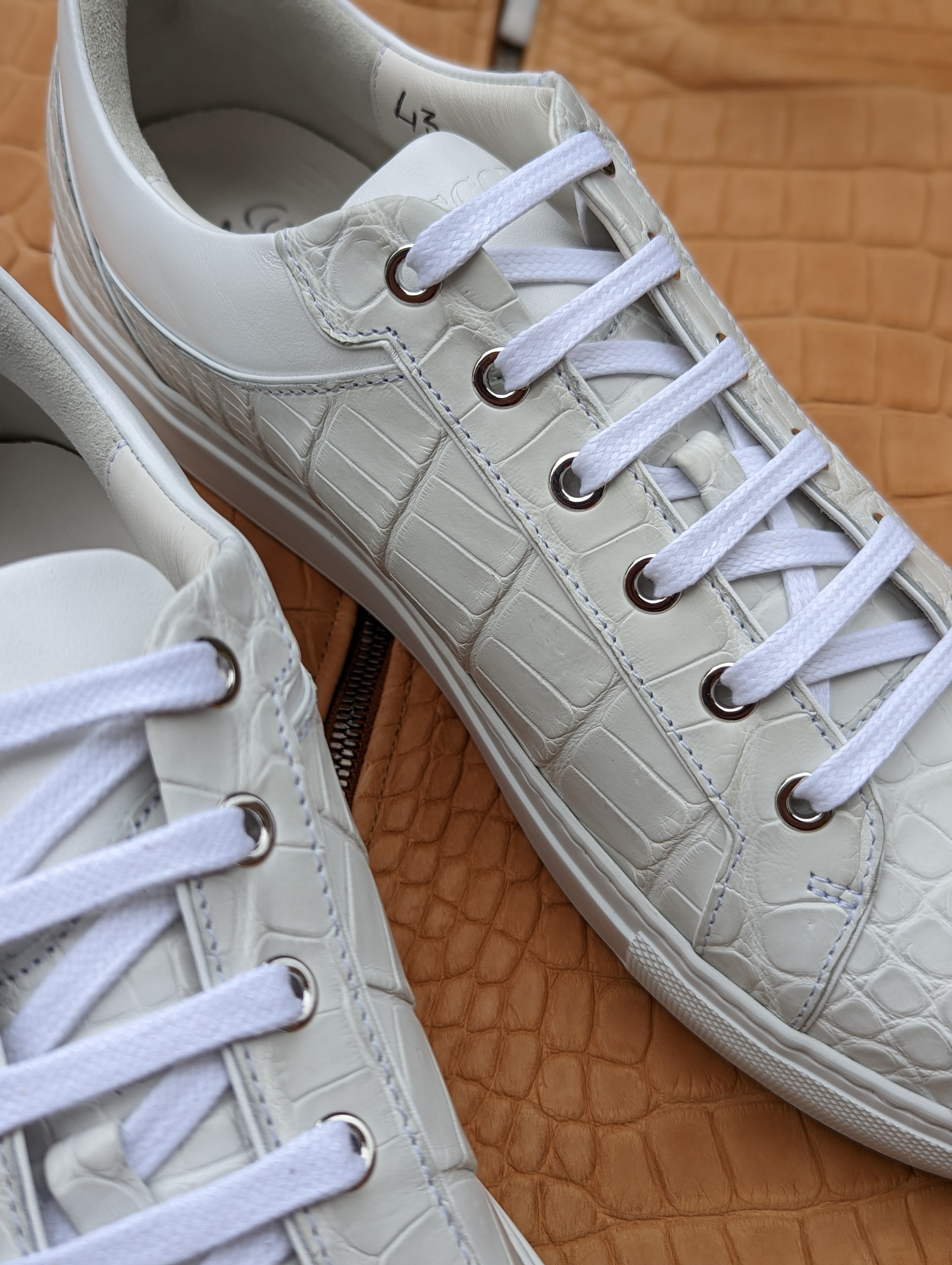 Ascot Sneakers - White Crocodile - Ascot Shoes
