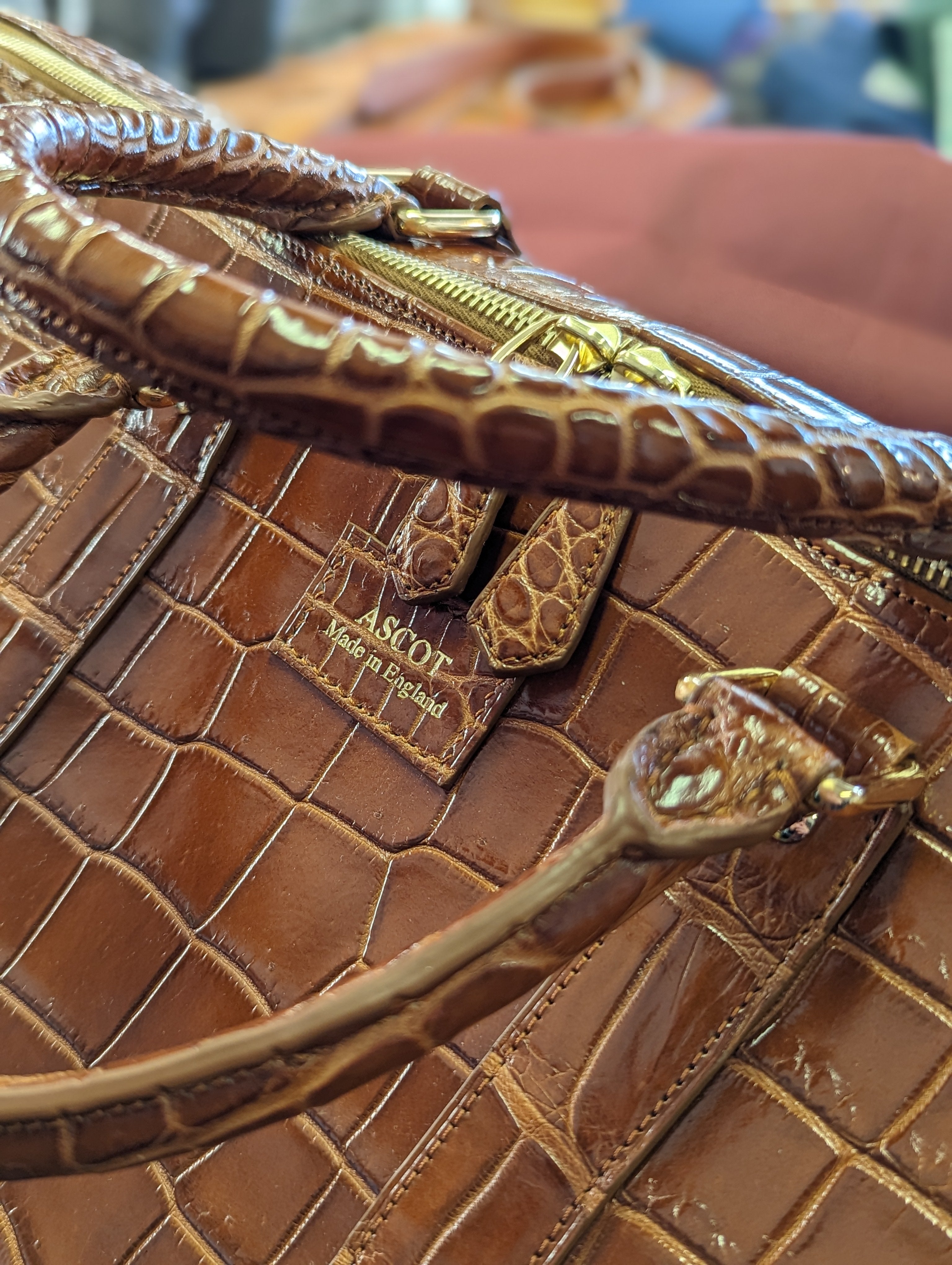 Duffel Bag - Cognac Crocodile 60 cm - Ascot Shoes