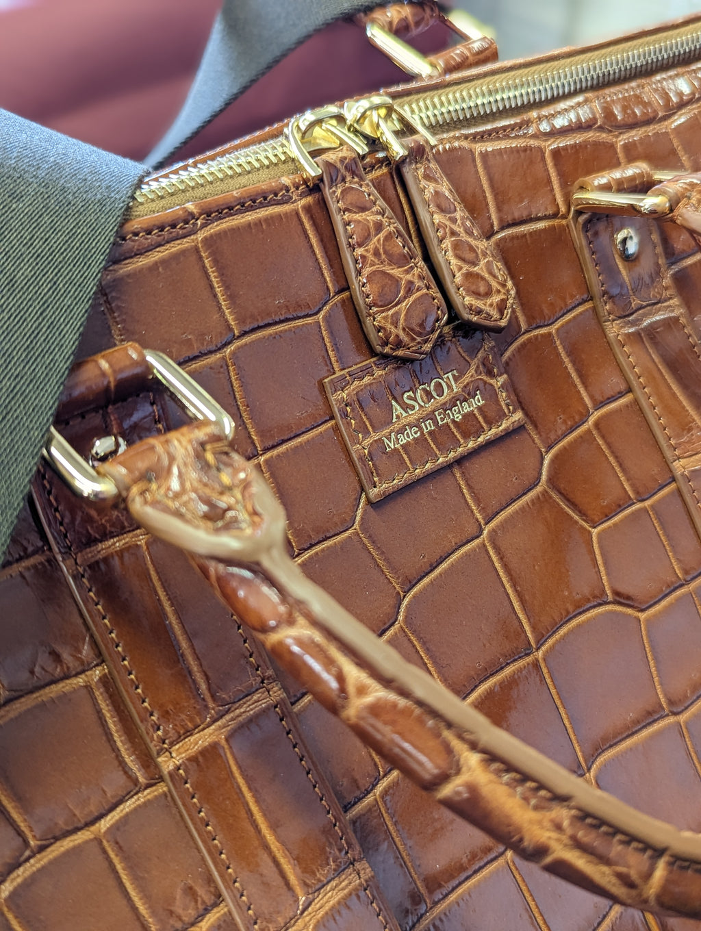 Duffel Bag - Cognac Crocodile 60 cm - Ascot Shoes