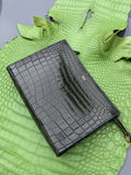 Bespoke Dark Green Crocodile Pouch Bag - Ascot Shoes