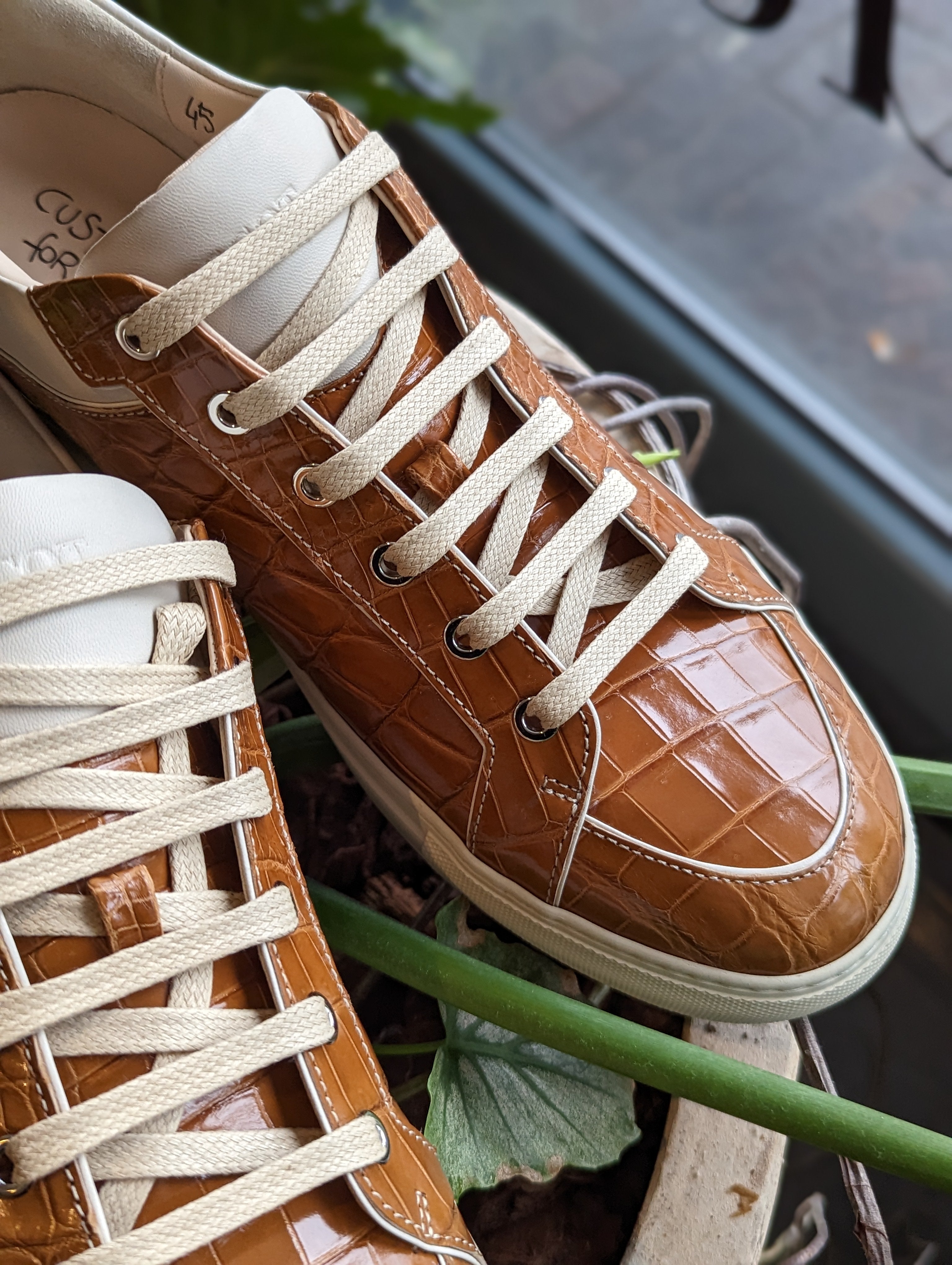 Ascot Sneakers - Tan Crocodile - Ascot Shoes