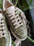 Ascot Sneakers - Olive Green Crocodile - Ascot Shoes