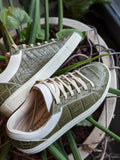 Ascot Sneakers - Olive Green Crocodile - Ascot Shoes