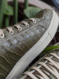 Ascot Sneakers - Olive Green Crocodile - Ascot Shoes