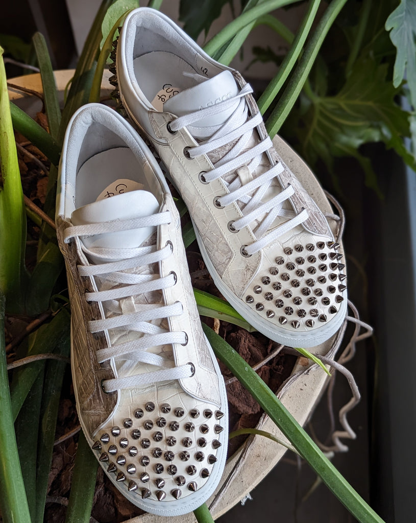 Ascot Sneakers - Himalayan Crocodile with Studs - Ascot Shoes