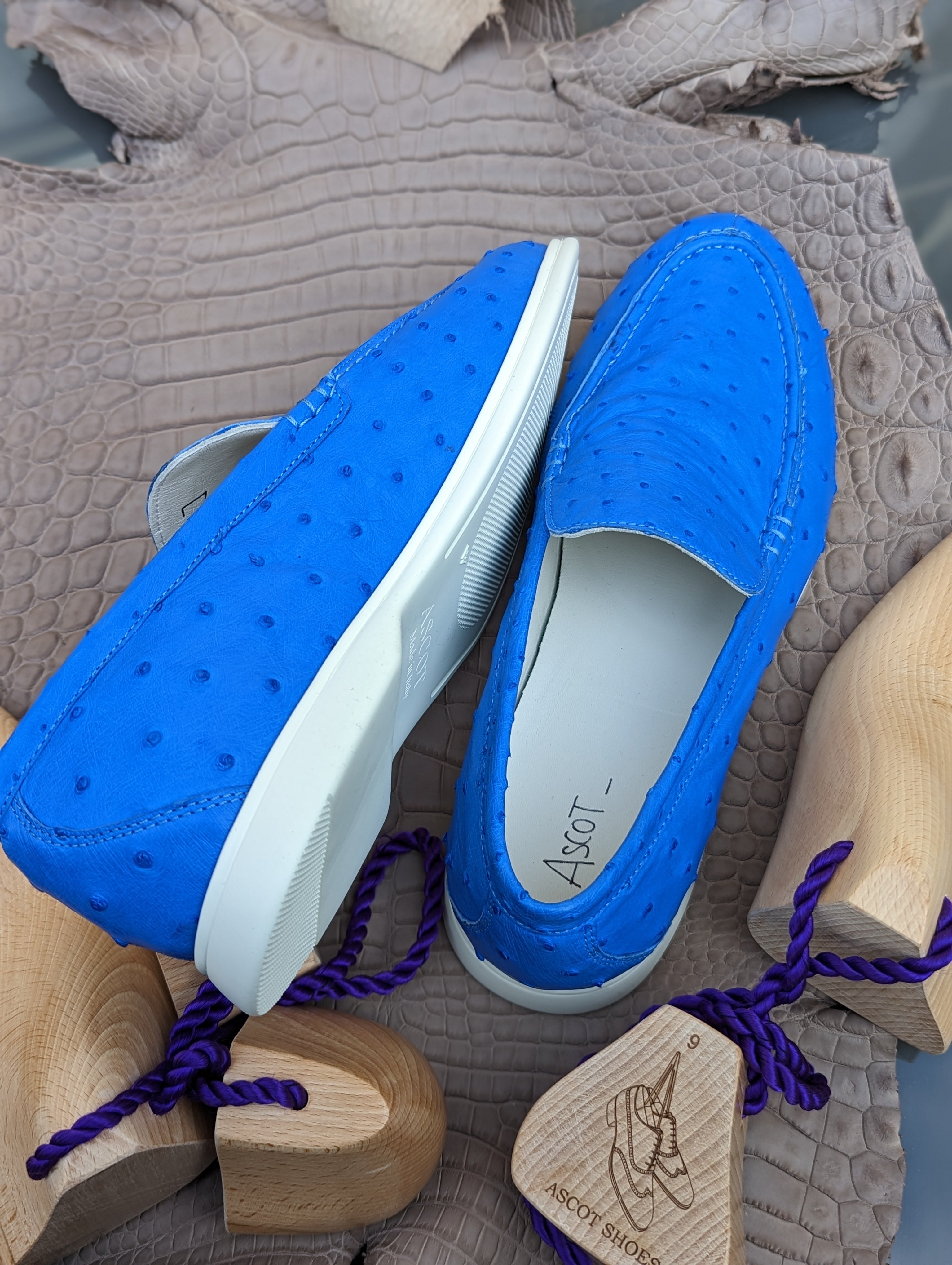 Ascot Cannes - Light Blue Ostrich - Ascot Shoes