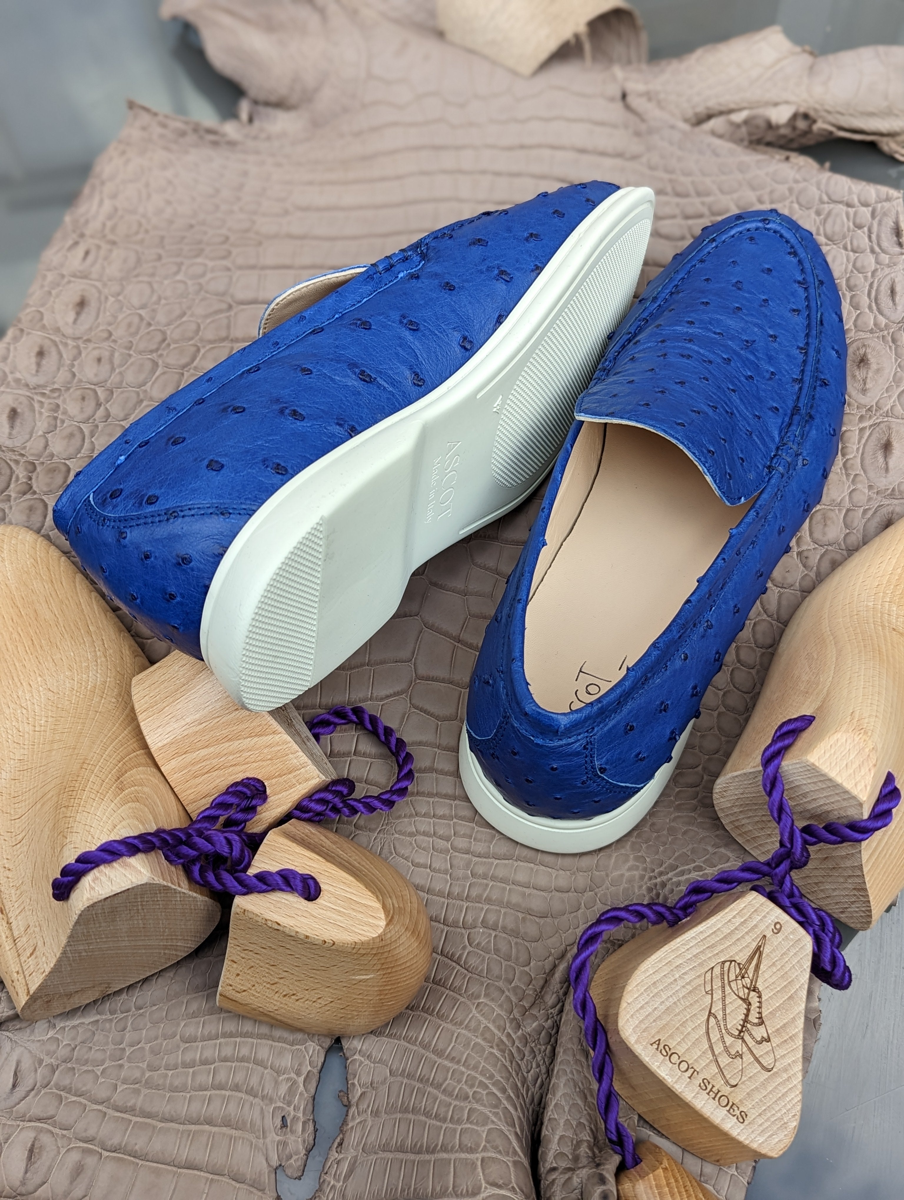Ascot Cannes - Blue Ostrich - Ascot Shoes