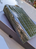 Bespoke Dark Green Crocodile Pouch Bag - Ascot Shoes